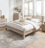 Hasbrick Queen Panel Headboard with Mirrored Dresser and Chest in Tan from Ashley - Luna Furniture