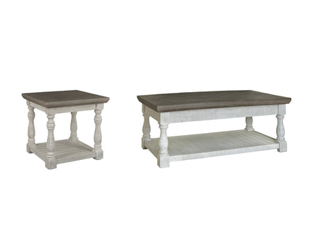 Havalance Outdoor Coffee Table with End Table in Gray/White - PKG009494