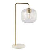 Haven Clear Glass Table Lamp, Gold Brush Metal and Marble Base, Button Control - TBL03700701