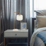 Haven Clear Glass Table Lamp, Gold Brush Metal and Marble Base, Button Control - TBL03700701