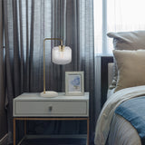 Haven Clear Glass Table Lamp, Gold Brush Metal and Marble Base, Button Control - TBL03700701