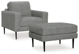 Hazela Chair and Ottoman in Charcoal from Ashley - Luna Furniture