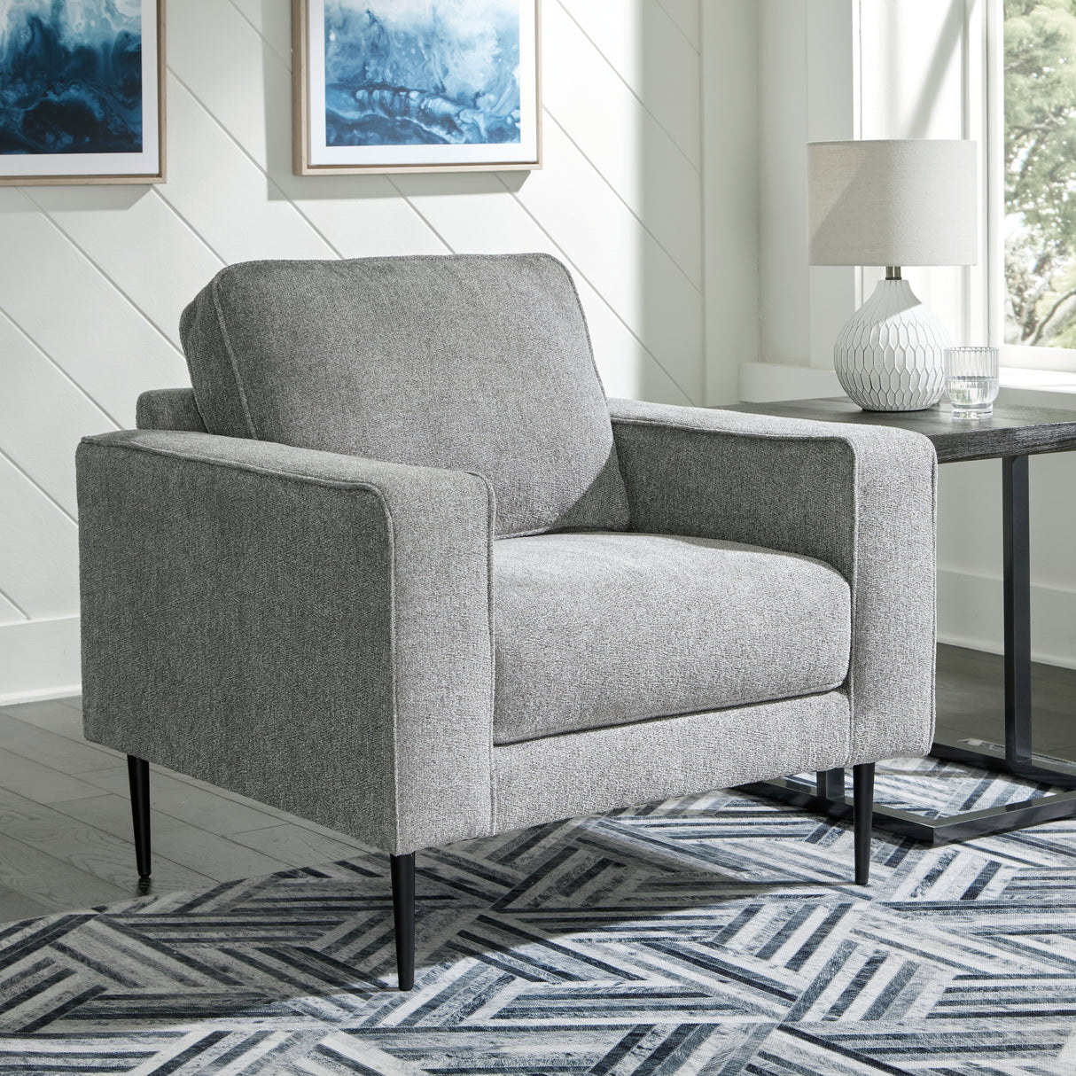 Hazela Chair and Ottoman in Charcoal from Ashley - Luna Furniture