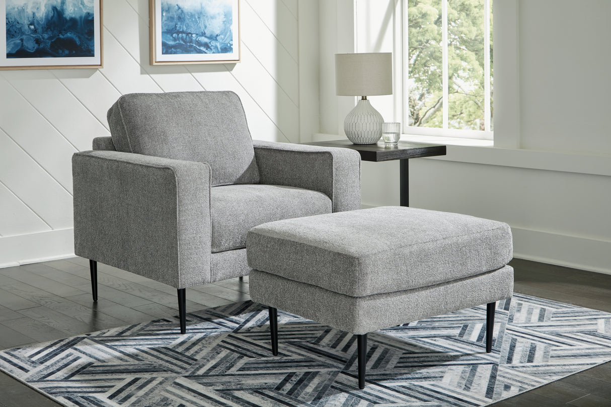 Hazela Chair and Ottoman in Charcoal from Ashley - Luna Furniture