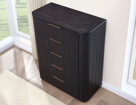 Henry 5-Drawer Reeded Chest, Espresso Finish from Steve Silver - Luna Furniture