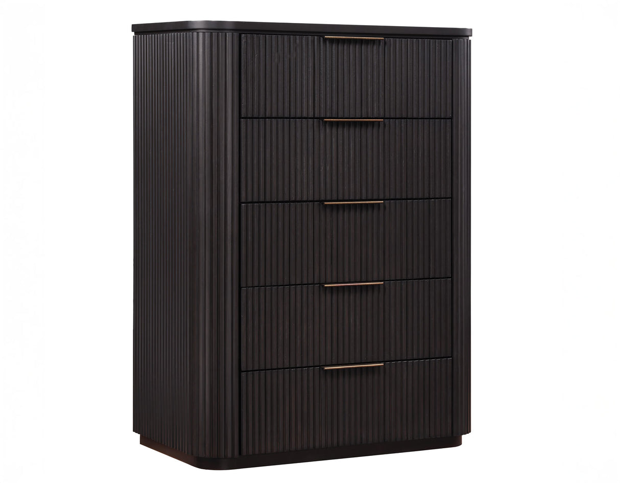 Henry 5-Drawer Reeded Chest, Espresso Finish from Steve Silver - Luna Furniture