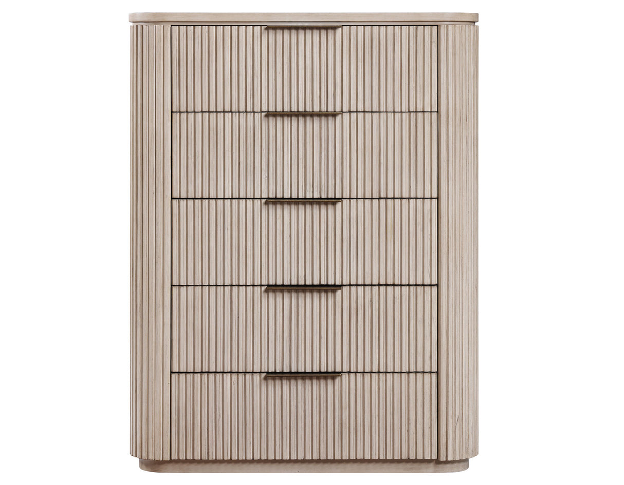 Henry 5-Drawer Reeded Chest, Tan Finish from Steve Silver - Luna Furniture