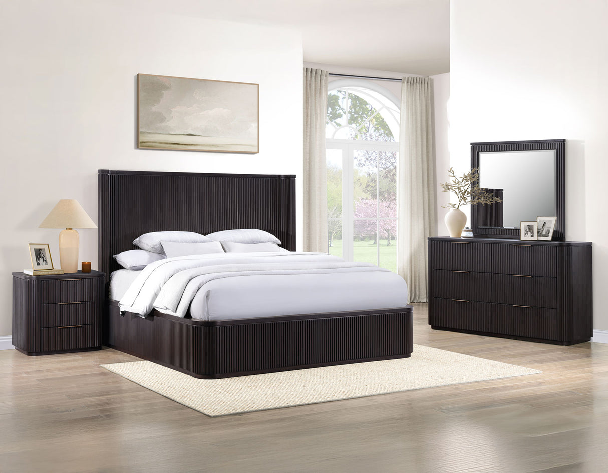 Henry 65″ 6-Drawer Reeded Dresser and Mirror, Espresso Finish from Steve Silver - Luna Furniture