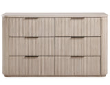 Henry 65″ 6-Drawer Reeded Dresser and Mirror, Tan Finish from Steve Silver - Luna Furniture