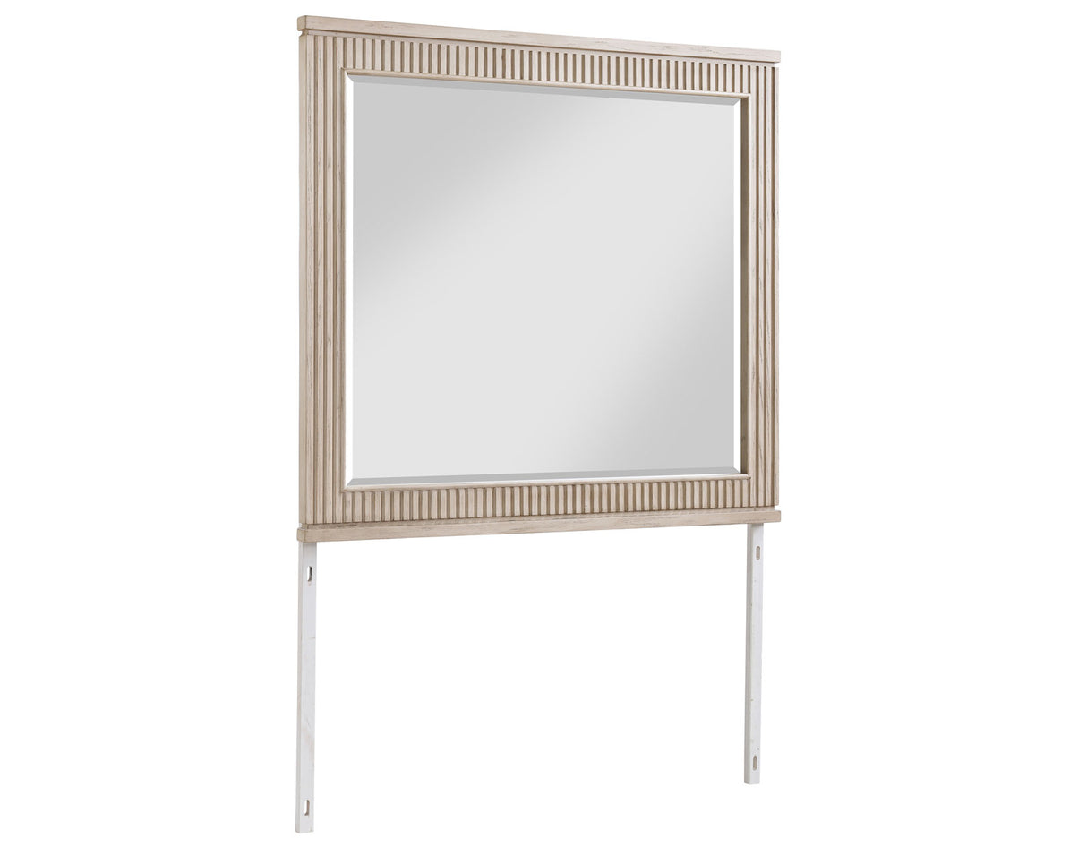 Henry 65″ 6-Drawer Reeded Dresser and Mirror, Tan Finish from Steve Silver - Luna Furniture