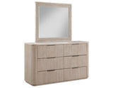 Henry 65″ 6-Drawer Reeded Dresser and Mirror, Tan Finish from Steve Silver - Luna Furniture