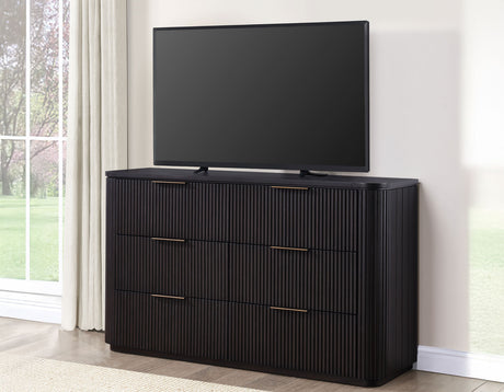 Henry 65″ 6-Drawer Reeded Dresser, Espresso Finish from Steve Silver - Luna Furniture