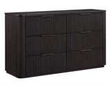 Henry 65″ 6-Drawer Reeded Dresser, Espresso Finish from Steve Silver - Luna Furniture