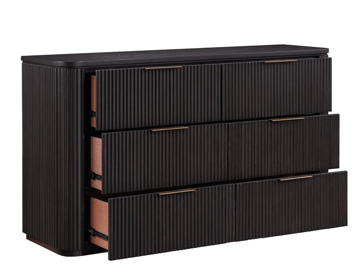 Henry 65″ 6-Drawer Reeded Dresser, Espresso Finish from Steve Silver - Luna Furniture