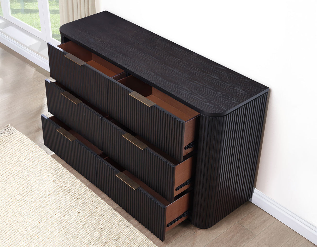 Henry 65″ 6-Drawer Reeded Dresser, Espresso Finish from Steve Silver - Luna Furniture