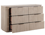 Henry 65″ 6-Drawer Reeded Dresser, Tan Finish from Steve Silver - Luna Furniture