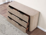 Henry 65″ 6-Drawer Reeded Dresser, Tan Finish from Steve Silver - Luna Furniture