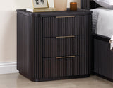 Henry Reeded 3-Drawer Nightstand with USB & Electric Outlets, Espresso Finish from Steve Silver - Luna Furniture