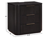 Henry Reeded 3-Drawer Nightstand with USB & Electric Outlets, Espresso Finish from Steve Silver - Luna Furniture