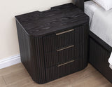 Henry Reeded 3-Drawer Nightstand with USB & Electric Outlets, Espresso Finish from Steve Silver - Luna Furniture