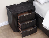 Henry Reeded 3-Drawer Nightstand with USB & Electric Outlets, Espresso Finish from Steve Silver - Luna Furniture