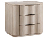 Henry Reeded 3-Drawer Nightstand with USB & Electric Outlets, Tan Finish from Steve Silver - Luna Furniture