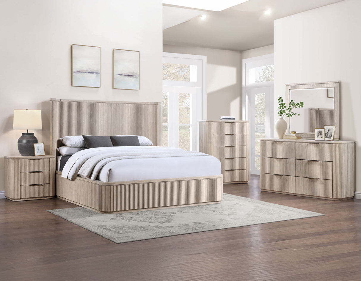 Henry Reeded King 4-Piece Bedroom Set, Tan Finish from Steve Silver - Luna Furniture