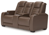 High Impact Tobacco Power Reclining Loveseat with Console - U1060118