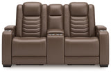 High Impact Tobacco Power Reclining Loveseat with Console - U1060118