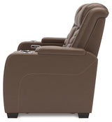 High Impact Tobacco Power Reclining Loveseat with Console - U1060118