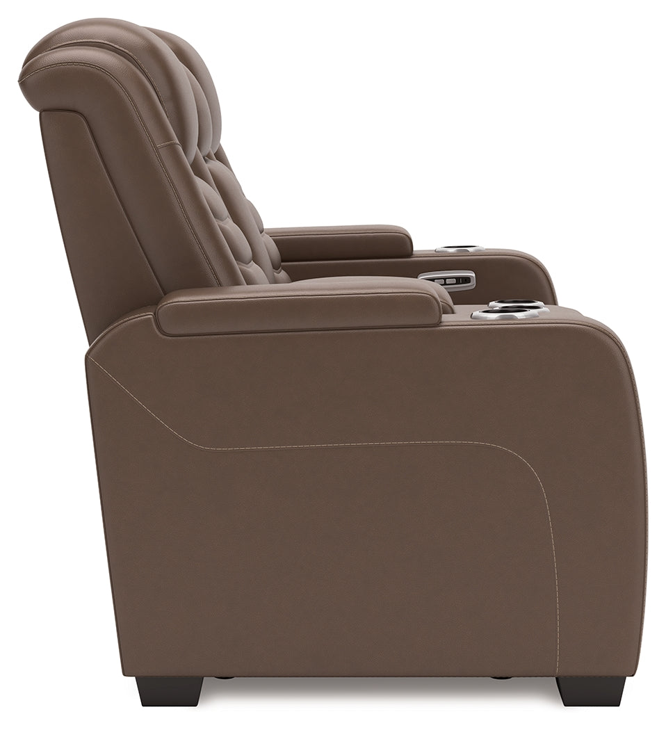 High Impact Tobacco Power Reclining Loveseat with Console - U1060118