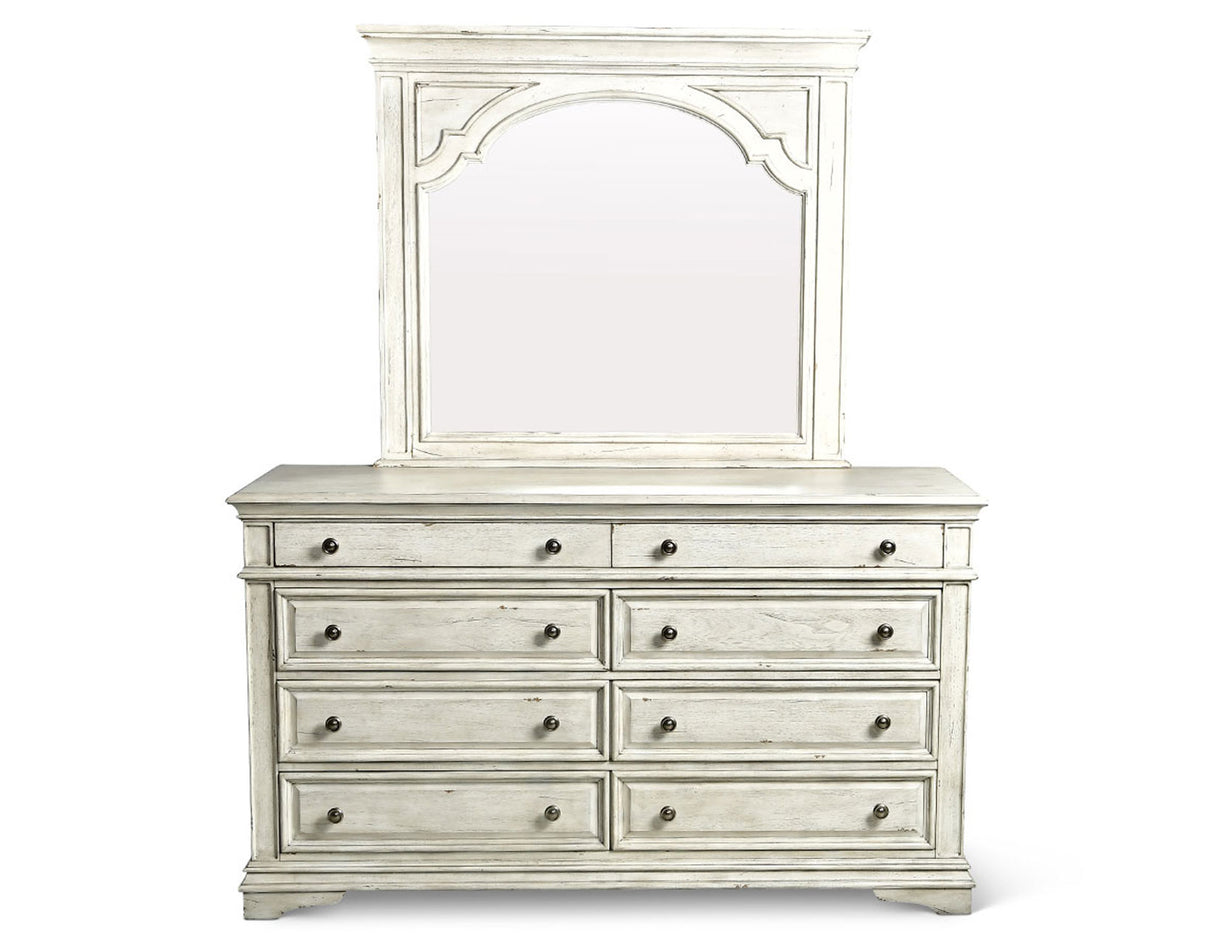 Highland Park Cathedral White Dresser and Mirror from Steve Silver - Luna Furniture