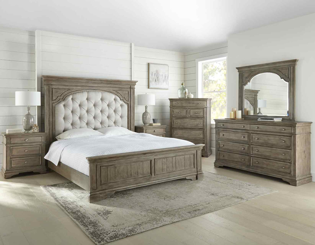 Highland Park Queen Bed, Waxed Driftwood - SET | HP900QHBD | HP900QFBD | HP900SRD