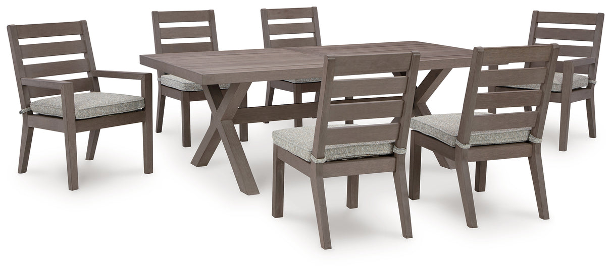 Hillside Barn Outdoor Dining Table and 6 Chairs in Brown from Ashley - Luna Furniture