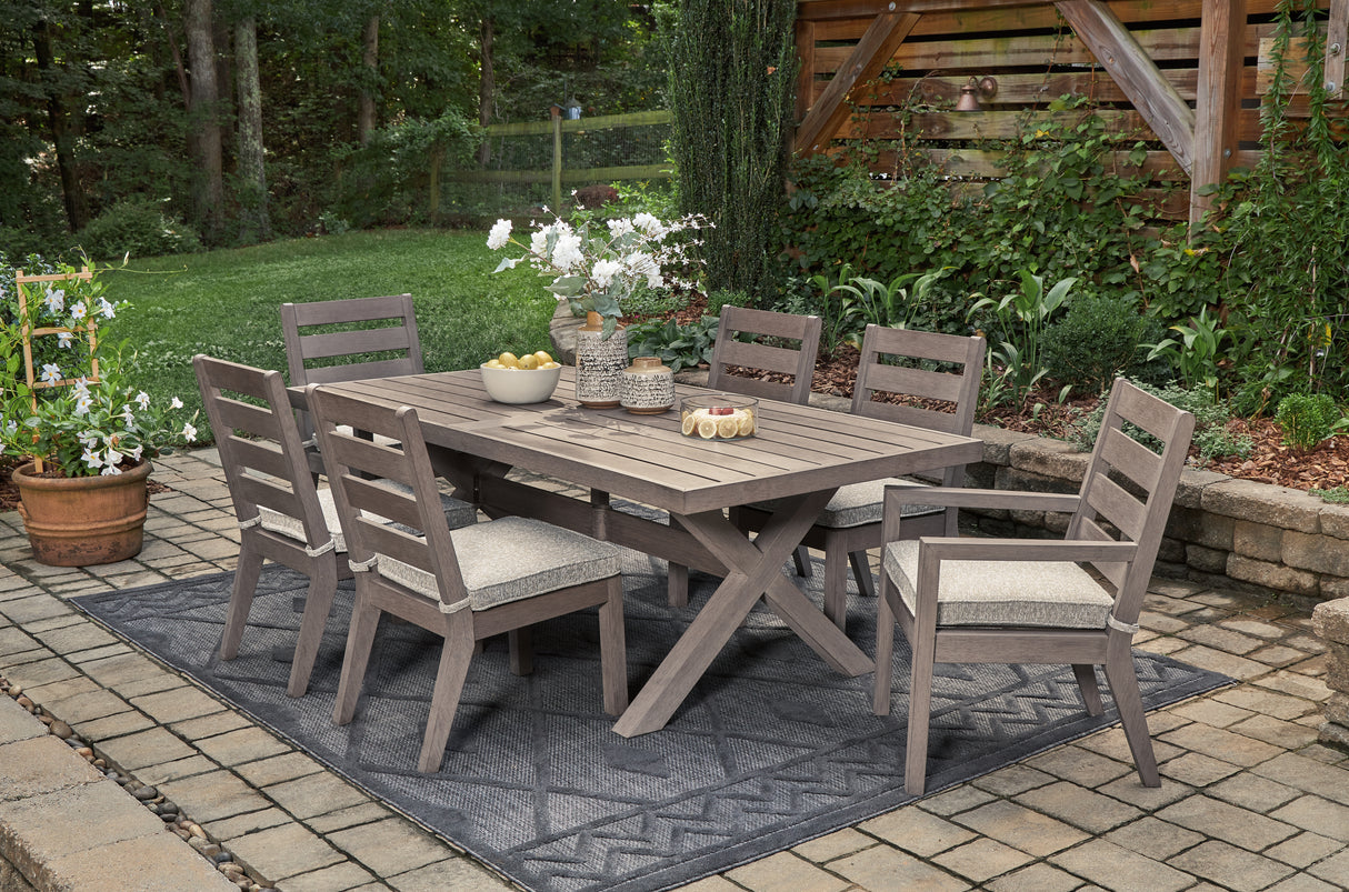 Hillside Barn Outdoor Dining Table and 6 Chairs in Brown from Ashley - Luna Furniture