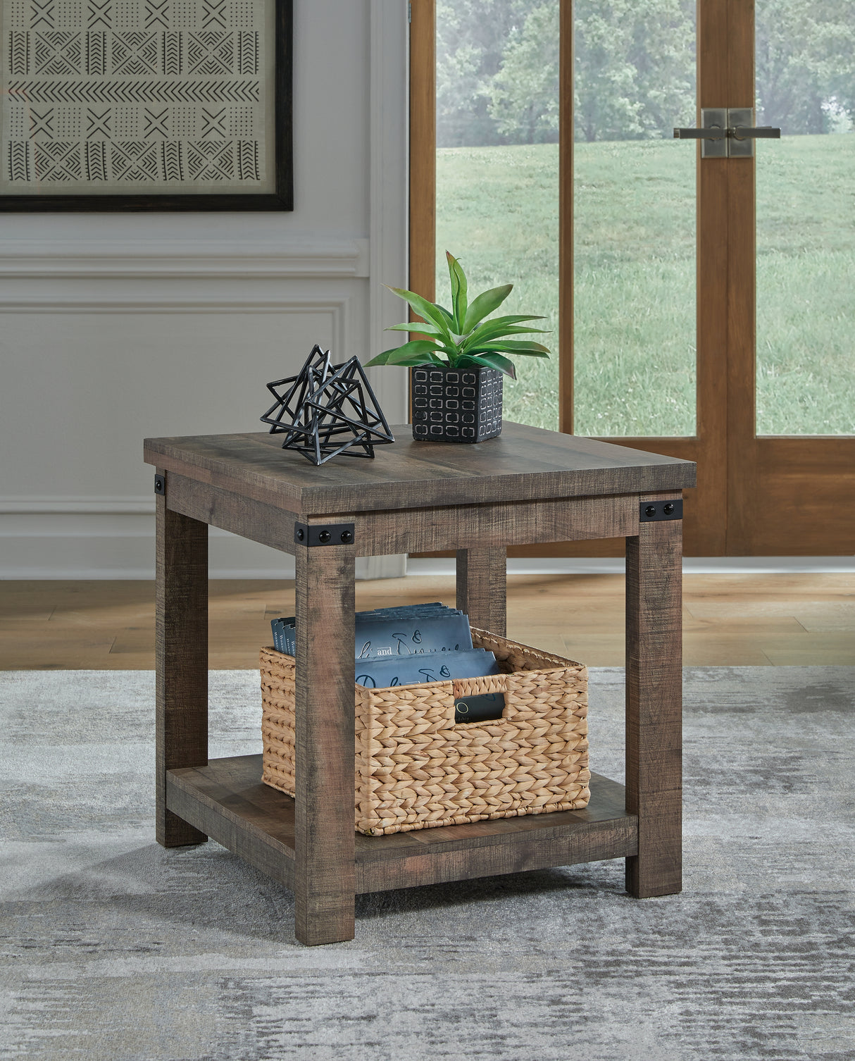 Hollum Coffee Table with 1 End Table in Rustic Brown from Ashley - Luna Furniture