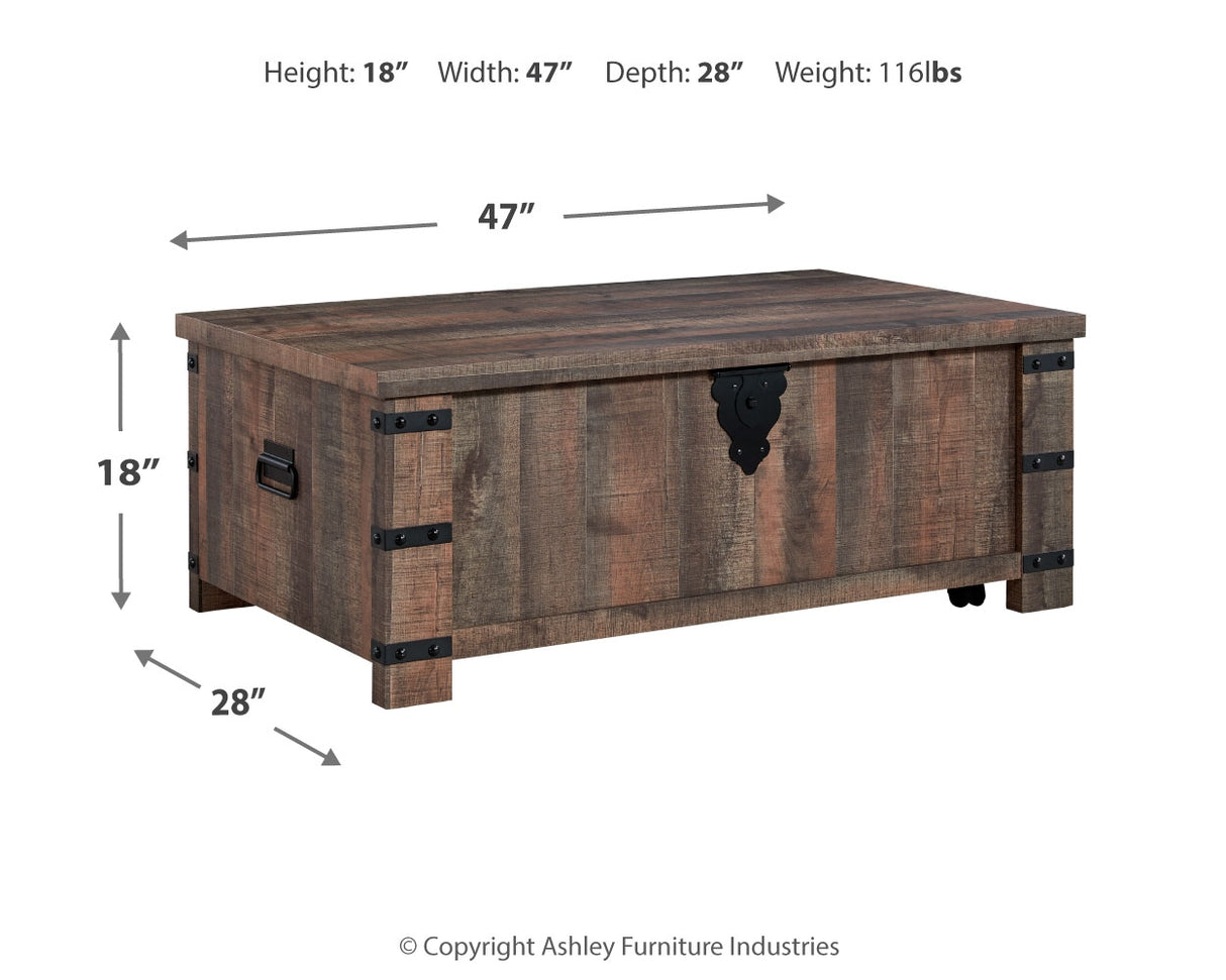 Hollum Coffee Table with 1 End Table in Rustic Brown from Ashley - Luna Furniture