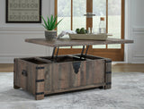 Hollum Coffee Table with 2 End Tables in Rustic Brown from Ashley - Luna Furniture