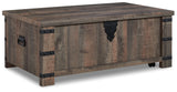 Hollum Coffee Table with 2 End Tables in Rustic Brown from Ashley - Luna Furniture