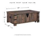 Hollum Coffee Table with 2 End Tables in Rustic Brown from Ashley - Luna Furniture