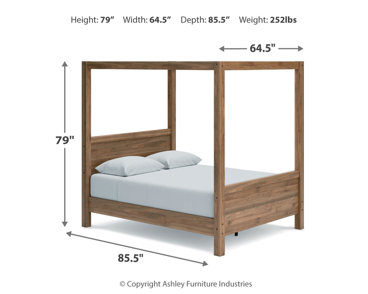 Aprilyn Queen Canopy Bed with Dresser in Honey from Ashley - Luna Furniture