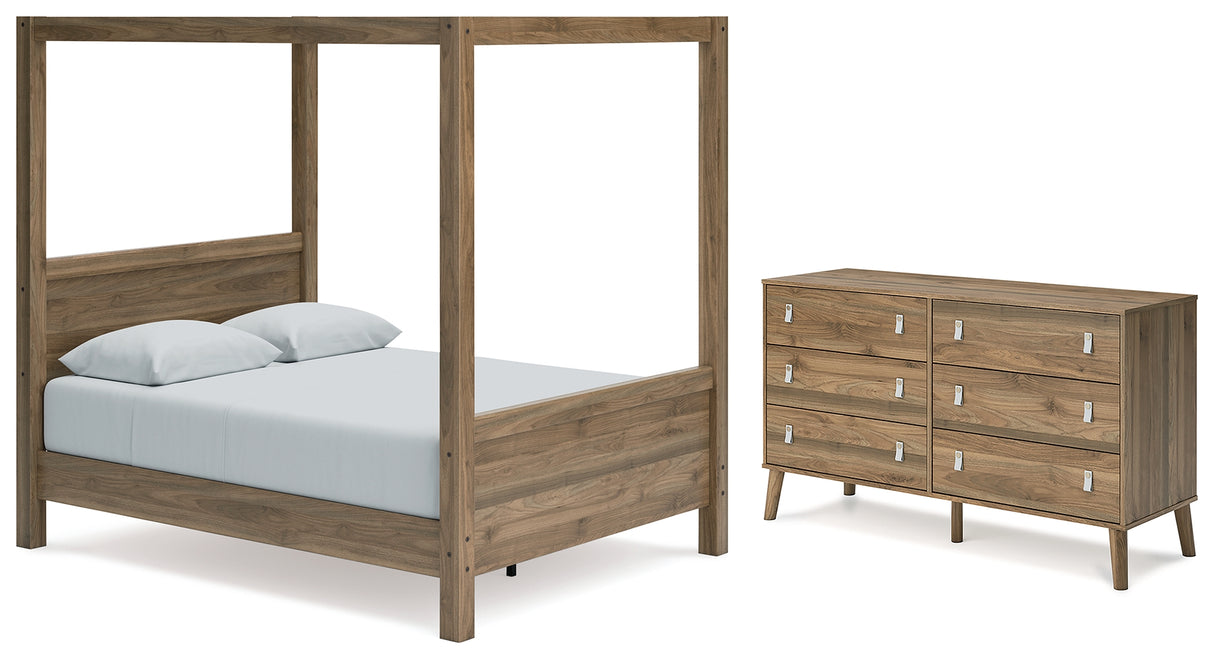 Aprilyn Queen Canopy Bed with Dresser in Honey from Ashley - Luna Furniture