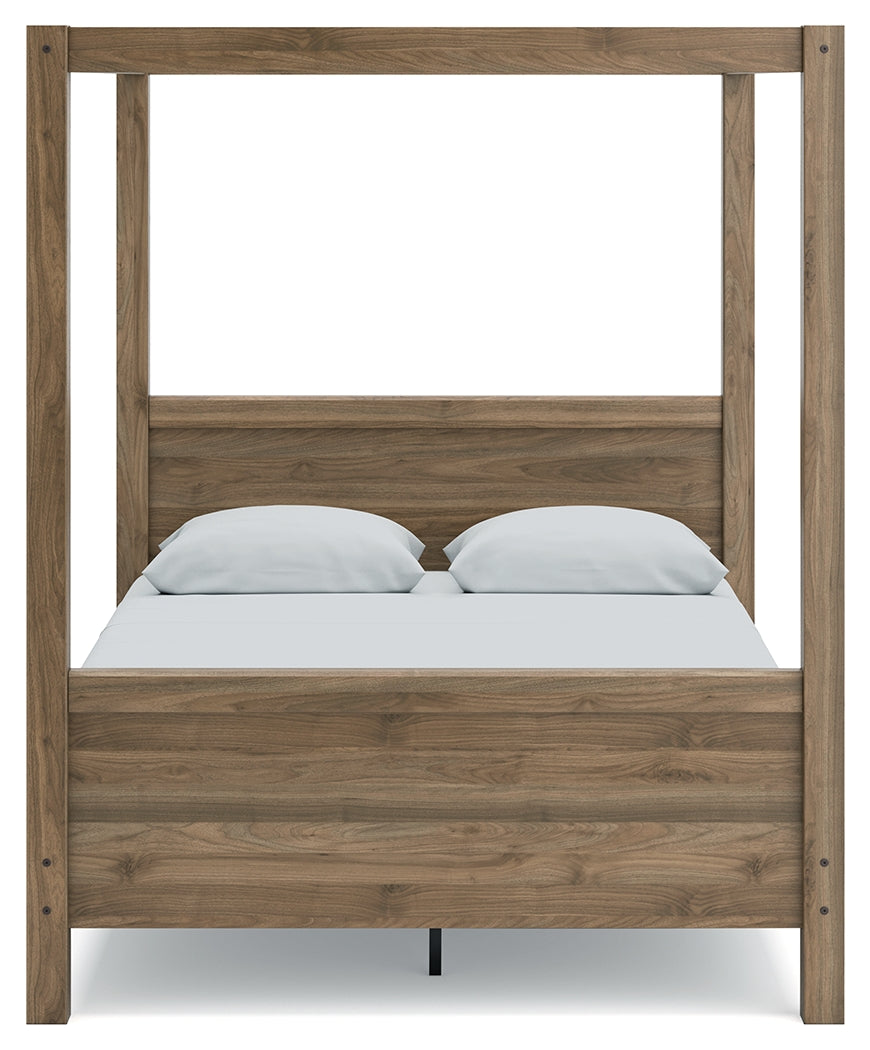 Aprilyn Queen Canopy Bed with Dresser in Honey from Ashley - Luna Furniture