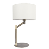 Horizon Brushed Nickel Table Lamp with On/Off Switch Curved Metal Base Linen Shade - WLL03700201