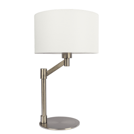 Horizon Brushed Nickel Table Lamp with On/Off Switch Curved Metal Base Linen Shade - WLL03700201