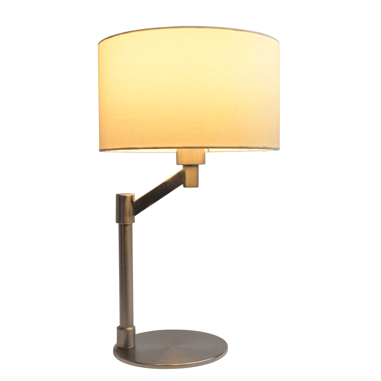 Horizon Brushed Nickel Table Lamp with On/Off Switch Curved Metal Base Linen Shade - WLL03700201