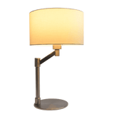 Horizon Brushed Nickel Table Lamp with On/Off Switch Curved Metal Base Linen Shade - WLL03700201