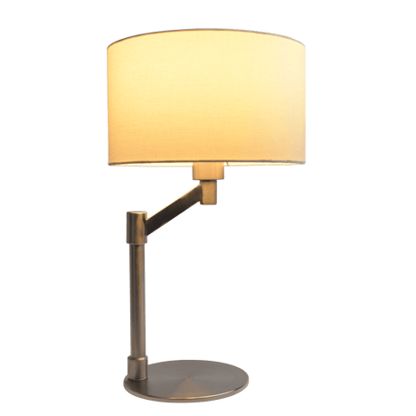 Horizon Brushed Nickel Table Lamp with On/Off Switch Curved Metal Base Linen Shade - WLL03700201