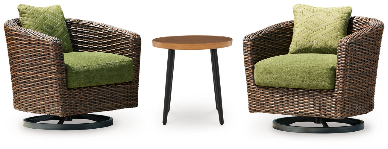 Horizon Hall 2 Lounge Chairs with End Table in Brown/Green from Ashley - Luna Furniture