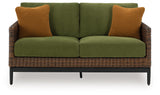 Horizon Hall Brown/Green Outdoor Loveseat with Cushion - P572-835